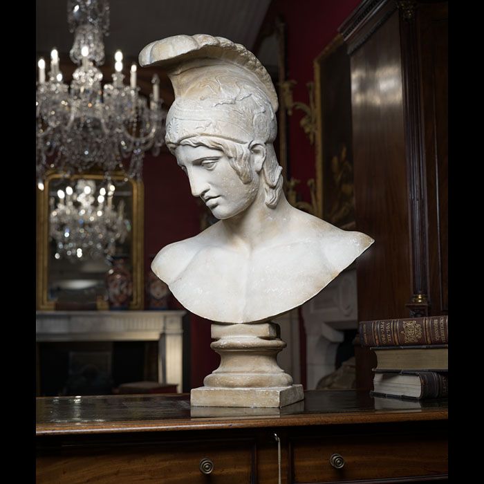 Large and Magnificent Grand Tour Bust of Ares in Plaster 