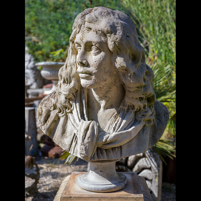 A Weathered 18th Century Bust of Moliere 