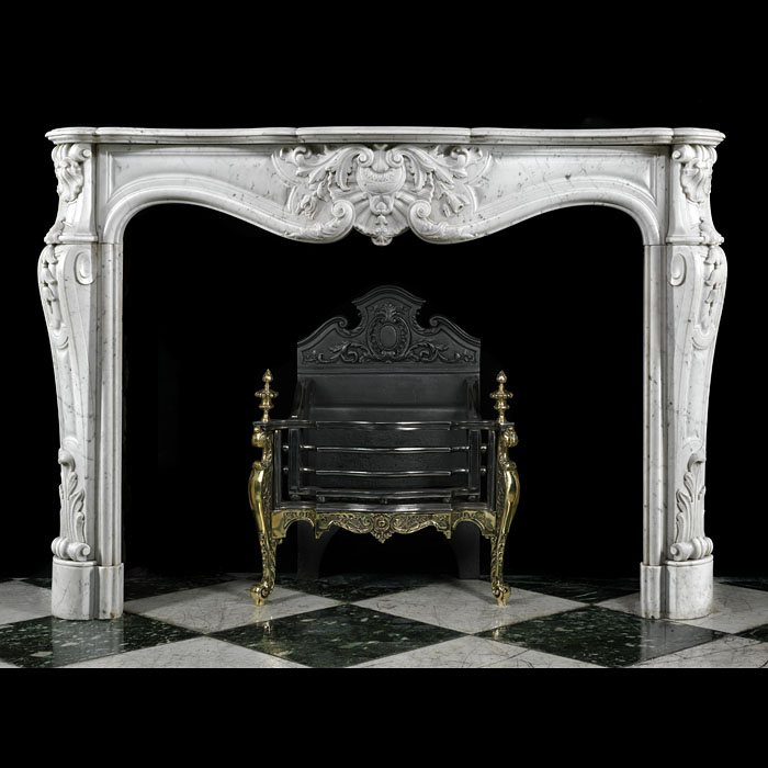 Antique Rococo White Marble Louis XVI Chimneypiece
