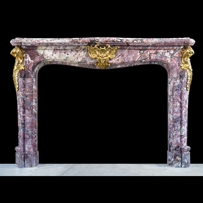 A Large Louis XV Fireplace in Fleur de Pêcher Marble