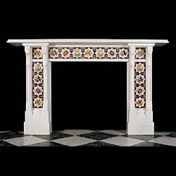 A Minton Tiled Victorian Statuary Fireplace
