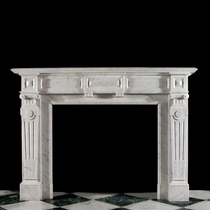 A Palladian Style Carrara Marble Fireplace
