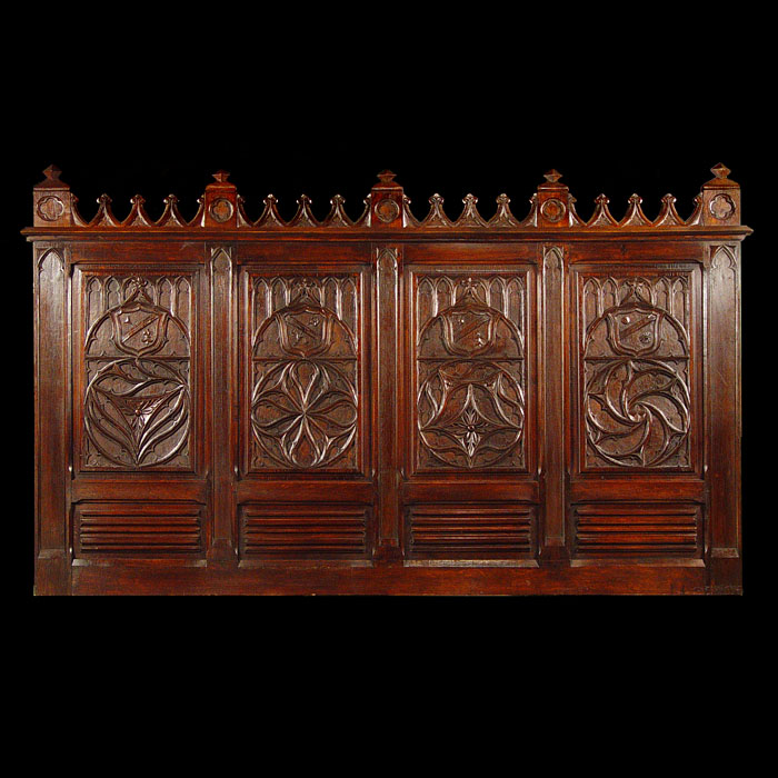 A Carved Oak Gothic Revival Overmantel