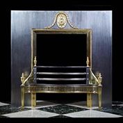 11884: One of a pair of register fire grates in the  late Georgian manner of Robert Adam with  original front plates in steel....also with bottom grills...the interiors would have been masonry or black cemen